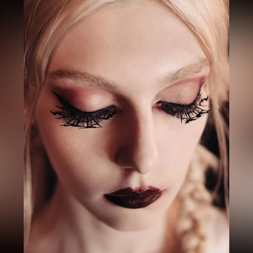 🦇 Awesome Pair Of Laser Cut Bat Cobweb Spiderweb Web Eyelashes 🕸️